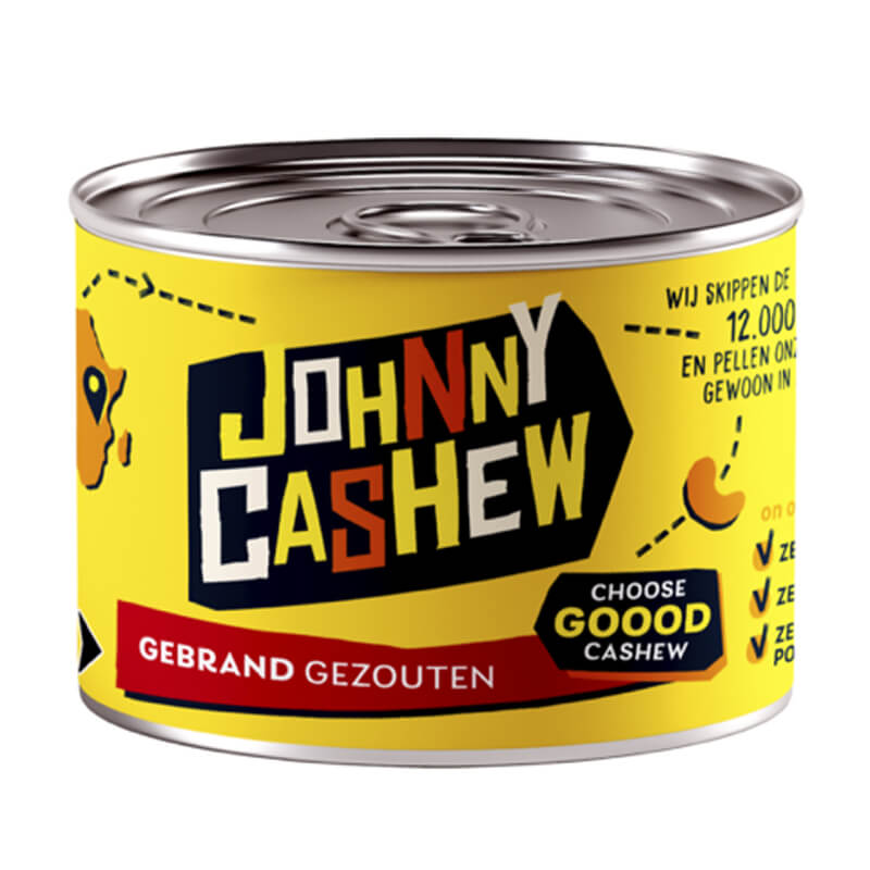 Johnny Cashew - gebrand gezouten cashews - blikje