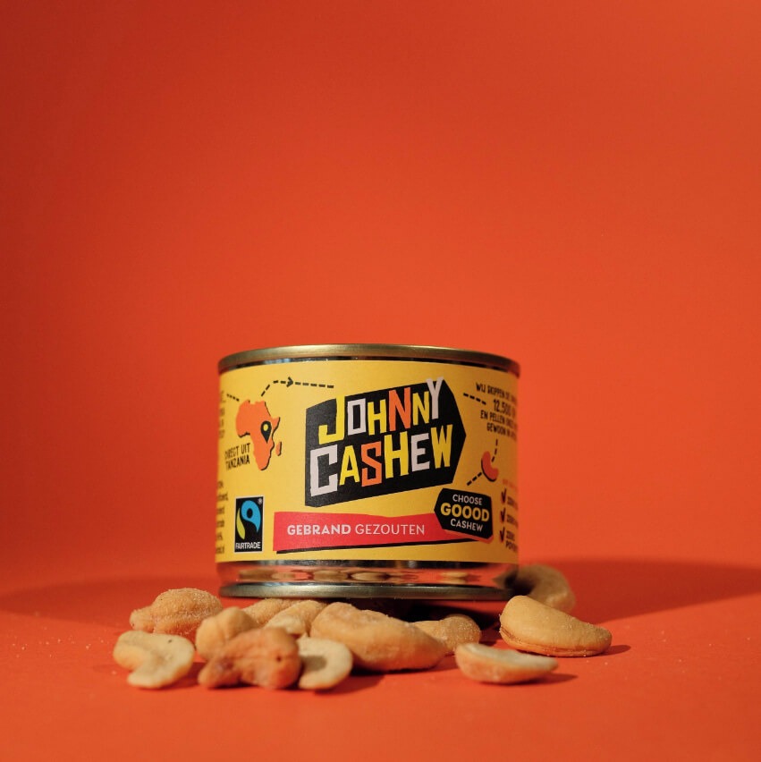 Johnny Cashew - gebrand gezouten cashews - blikje